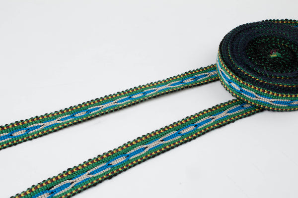 Green And Blue Uzbek Sewing Trim Natural Cotton - Soft Fabric Edging Trim, Decorative Trim For Curtains, Custom Fabric Trim, Curtain Trims And Tassels