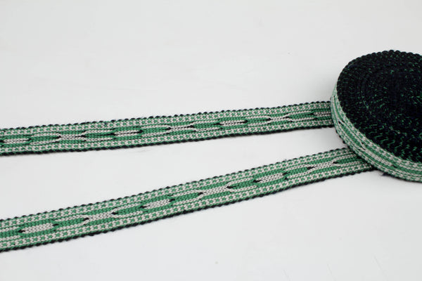 Green And White Uzbek Sewing Trim Natural Cotton - Soft Drapery Trims, Curtain Decorative Trim, Boho Trim By The Yard, Upholstery Edging Trim