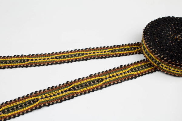 Yellow and Green Uzbek Sewing Trim Natural Cotton - Boho Fabric Trim And Embellishments, Sewing Trims, Sewing Trim On Clothing, Trim For Curtains