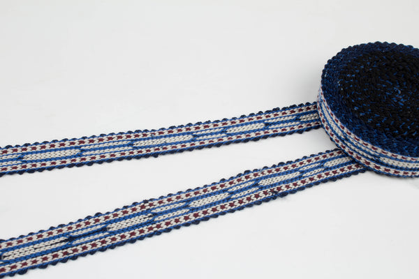 Blue And White Uzbek Sewing Trim Natural Cotton - Organic Ribbons And Trims, Apparel Trim, Fabric Trim For Upholstery, Edging For Upholstery