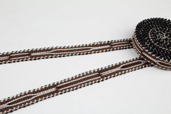 Brown And White Uzbek Sewing Trim Natural Cotton - Woven Trim The Yard, Decorative Ribbons And Trims, Dress Trims For Sewing, Fabric Trims And Borders