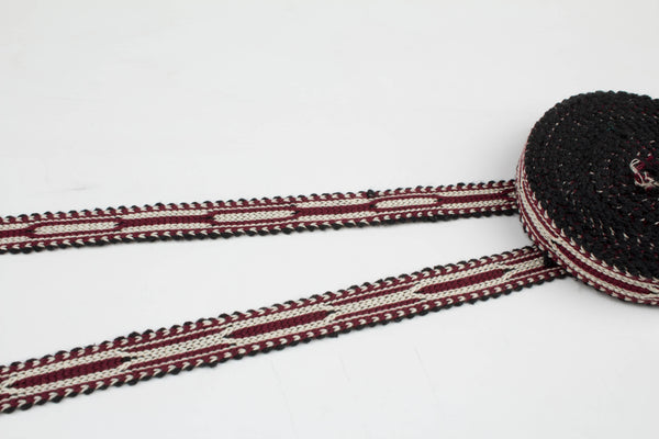 Burgundy And White Uzbek Sewing Trim Natural Cotton - Modern Decorative Edging Trim, Trim Cotton, Notions And Trims For Sewing, Boho Trim For Curtains