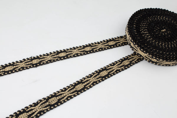 Black And Beige Uzbek Sewing Trim Natural Cotton - Woven Apparel Trim, Fabric Trims And Borders, Upholstery Fabric And Trim, Dressmaking Trimmings