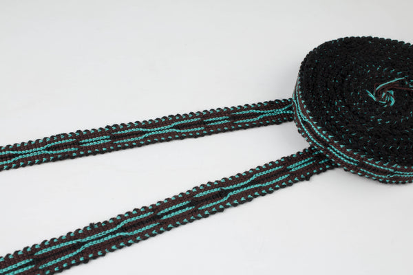 Brown And Teal Uzbek Sewing Trim Natural Cotton - Boho Cotton Trim, Fabric Trims And Borders, Yard Border Trim, Dressmaking Trimmings, Drapery Edging