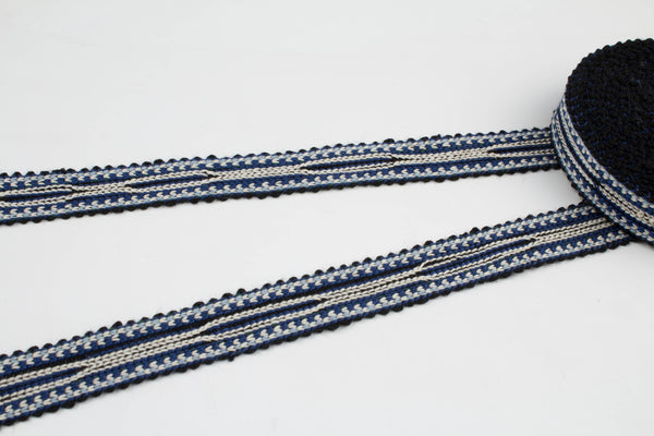 Blue And White Uzbek Sewing Trim Natural Cotton - Novelty Trimmings, Fabric Trims, Ornamental Trimmings, Boho Fabric Trim, Curtain Trim Border