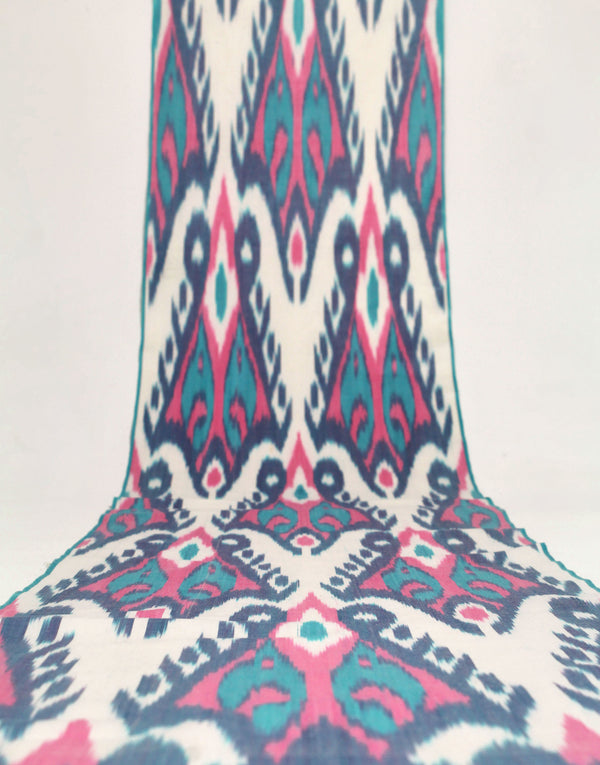 Tela de algodón ikat - tela ikat uzbek natural tejida a mano por metro (algodón ikat adras natural)