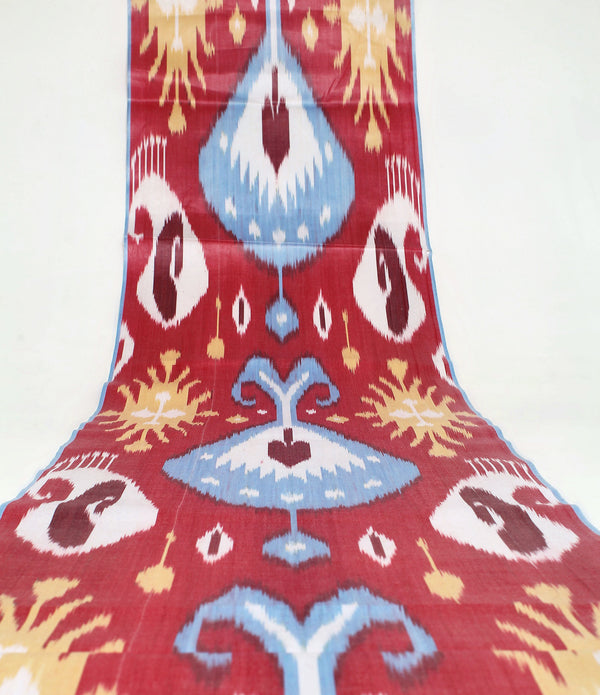 Tela de algodón ikat - tela ikat uzbek natural tejida a mano por metro (algodón ikat adras natural)