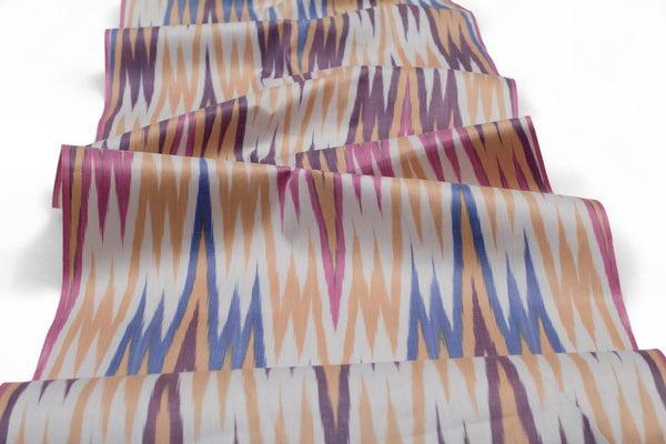 Brown and Pink Cotton Ikat Fabric - Artisan Fabric Ikat Pattern, Upholstery Uzbekistan Ikat Material, Ikat Pure Cotton Textile, Boho Ikat Fabric Chair