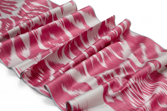 Red and Grey Cotton Ikat Fabric - Natural Ikat Curtain Fabric, Upholst ...