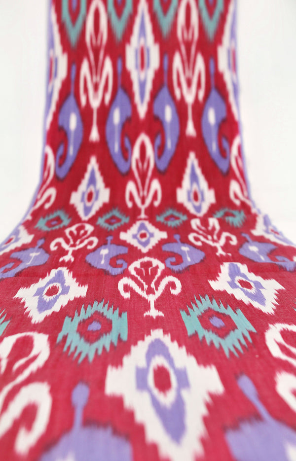 Tela de algodón ikat - tela ikat uzbek natural tejida a mano por metro (algodón ikat adras natural)