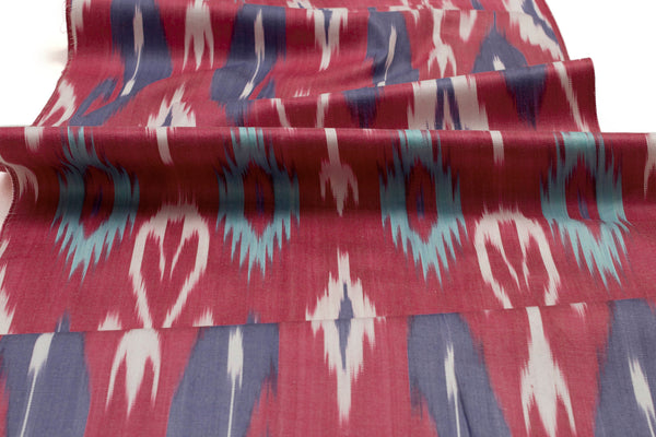 Tissu Ikat en Coton - Tissu Naturel Ikat Ouzbeck Tissé Main Vendu au Mètre (Ikat Coton Naturel Adras)