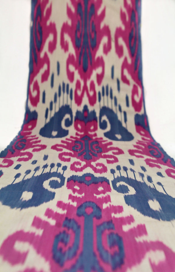 Tela de algodón ikat - tela ikat uzbek natural tejida a mano por metro (algodón ikat adras natural)