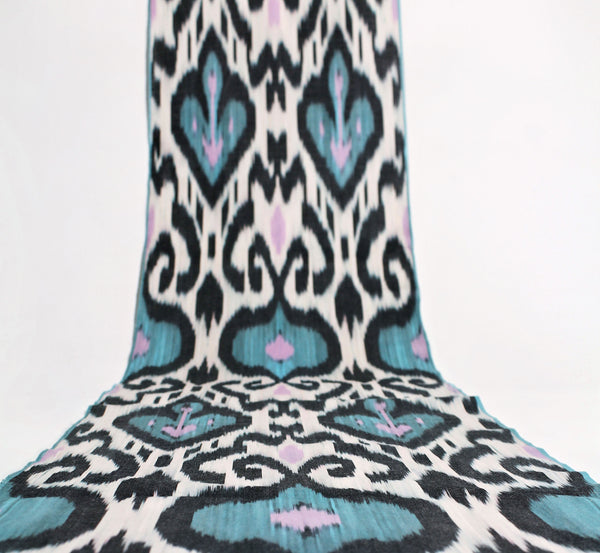 Tela de algodón ikat - tela ikat uzbek natural tejida a mano por metro (algodón ikat adras natural)