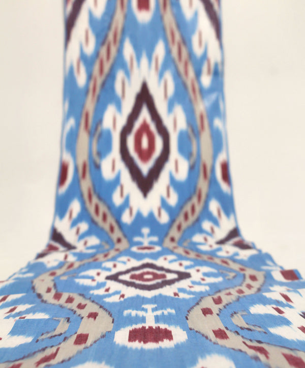 Baumwolle Ikatstoff - Handgewebter, naturbelassener Uzbek Ikatstoff, Meterware (Adras Naturbaumwolle Ikat)