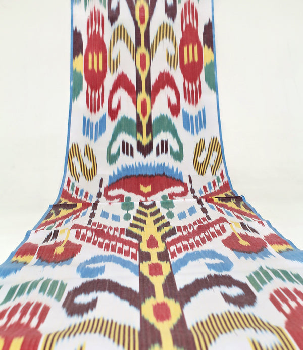 Tela de algodón ikat - tela ikat uzbek natural tejida a mano por metro (algodón ikat adras natural)