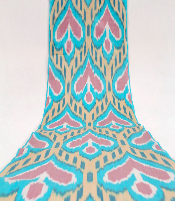 Tela de algodón ikat - tela ikat uzbek natural tejida a mano por metro (algodón ikat adras natural)