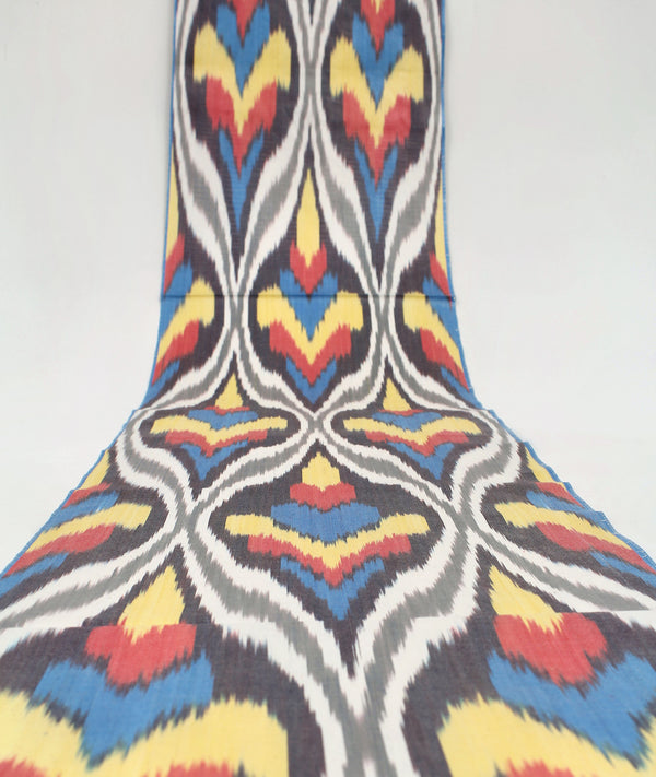 Tela de algodón ikat - tela ikat uzbek natural tejida a mano por metro (algodón ikat adras natural)