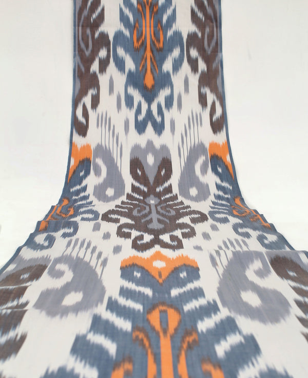 Grey and Blue Cotton Ikat Fabric - Authentic Ikat Material, Upholstery Fabric Ikat, Ikat Pure Cotton Textiles, Ikat Fabric Chair, Boho Fabric Abstract