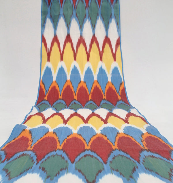 Tela de algodón ikat - tela ikat uzbek natural tejida a mano por metro (algodón ikat adras natural)