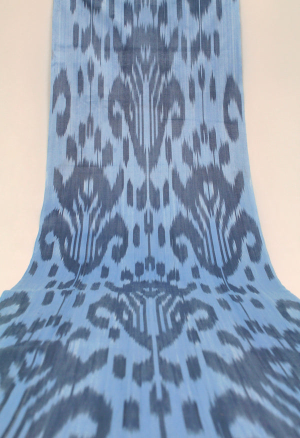 Blue and Gray Cotton Ikat Fabric - Eco Friendly Ikat Pattern Fabric, Uzbekistan Ikat Textiles, Ikat Designer Material, Bohemian Fabric By The Yard