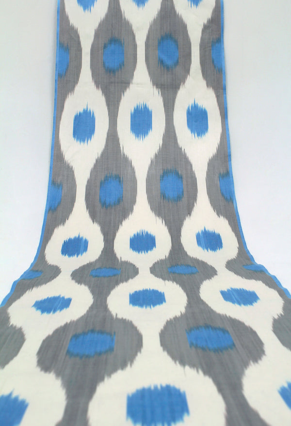 Blue and Gray Cotton Ikat Fabric - Eco Friendly Upholstery Fabric Ikat, Uzbekistan Fabric, Ikat Cloth, Ikat Pure Cotton Material, Boho Abstract Cloth