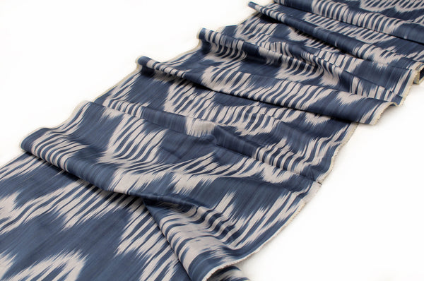 Navy Blue and White Cotton Ikat Fabric - Hand-Woven Ikat Fabric By The Yard, Uzbekistan Ikat Weave Upholstery Material, Boho Chic Dress Cloth by Metre