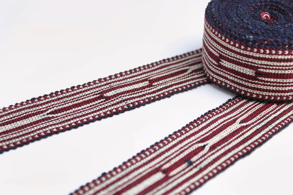 Red and White Uzbek Sewing Trim Natural Cotton - Uzbek Curtain Trim Border, Curtain Trims And Tassels, Sewing Notions Trim, Trims For Curtains