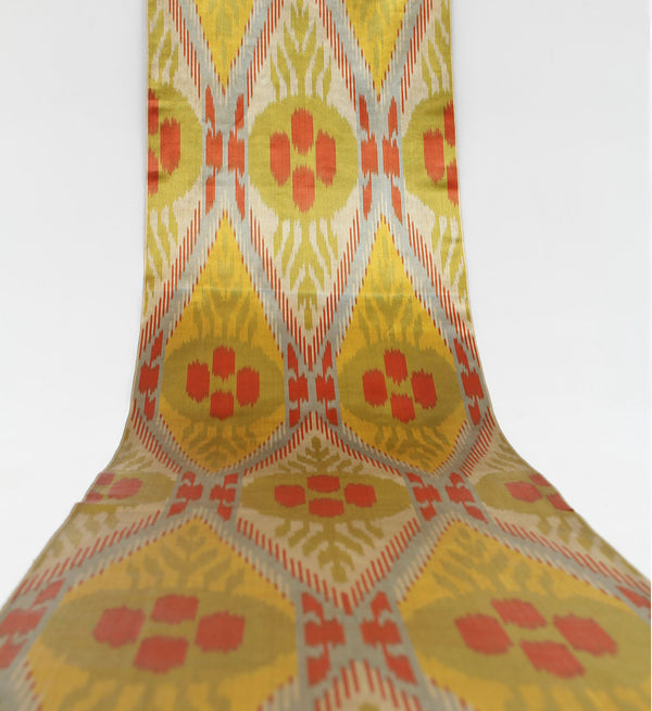 Seiden Ikatstoff - Handgewebter, naturbelassener Uzbek Ikatstoff, Meterware (Adras Seiden Ikat) 