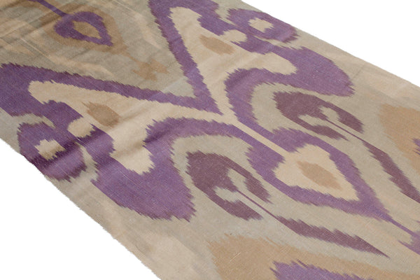 Purple and Beige Silk Ikat Fabric - Unique Ikat Curtain Fabric, Ikat Pattern Silk Material, Ikat Fabric Chair, Abstract Textile By The Yard