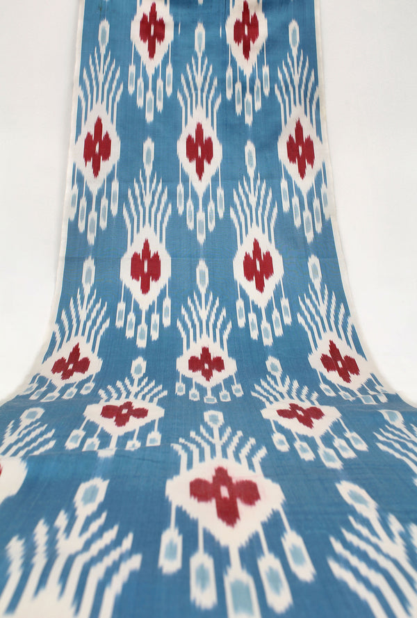 Tissu Ikat en Soie - Tissu Naturel Ikat Ouzbeck Tissé Main Vendu au Mètre (Ikat Soie Adras)