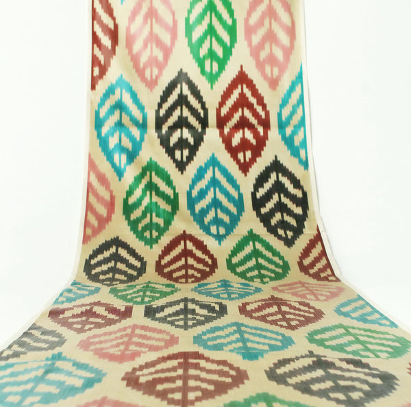 Multicolor Silk Ikat Fabric - Artisan Ikat Cloth, Upholstery Fabric Ikat, Uzbekistan Ikat Material, Ikat Fabric Chair, Boho Textile By The Yard