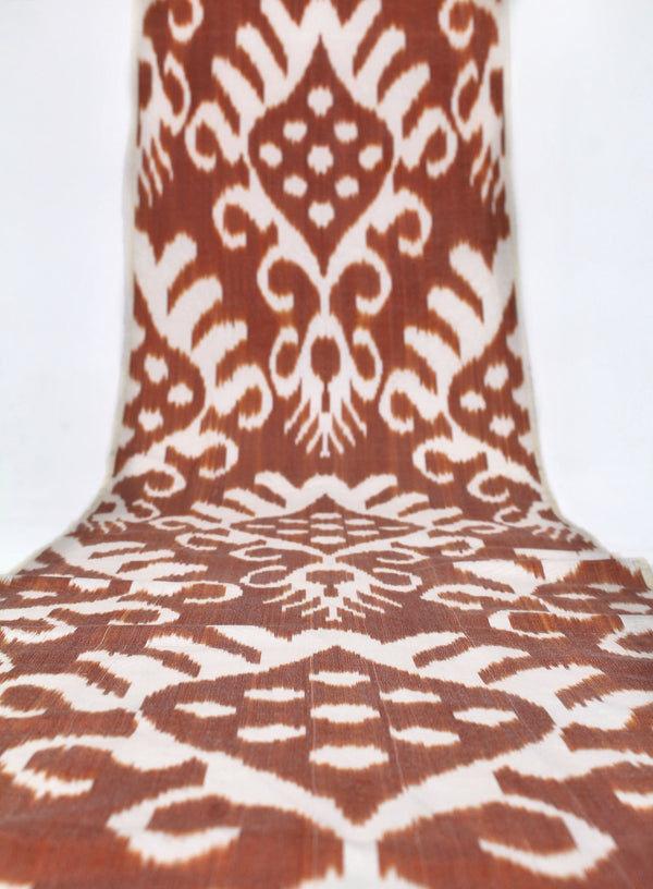 Seiden Ikatstoff - Handgewebter, naturbelassener Uzbek Ikatstoff, Meterware (Adras Seiden Ikat) 