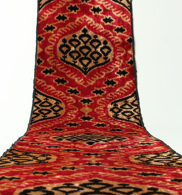 Tela de terciopelo de seda ikat - tela ikat uzbek natural tejida a mano por metro (ikat bakhmal)