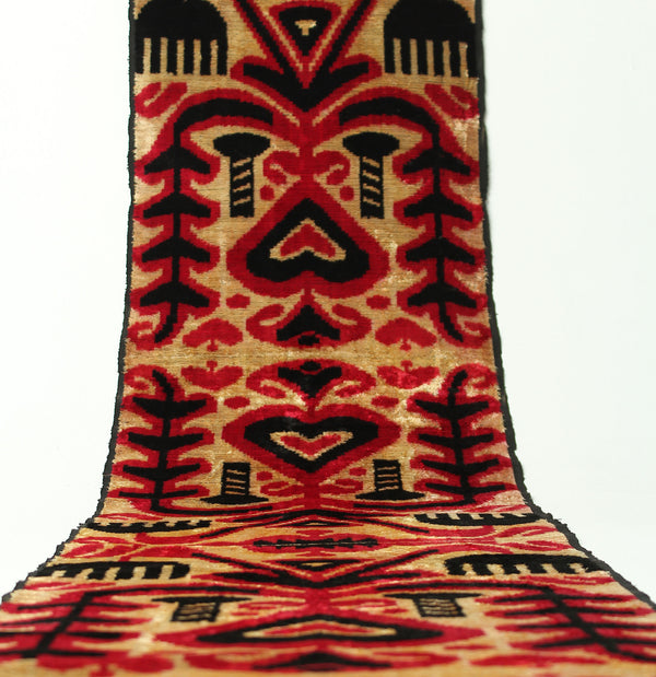 Tela de terciopelo de seda ikat - tela ikat uzbek natural tejida a mano por metro (ikat bakhmal)