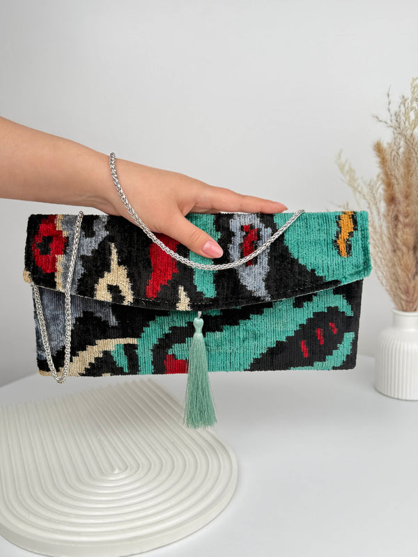 Japan‎ Handwoven Multicolor Clutch Le paysan clutch - Colorful floral striped – For the Love of main image 4
