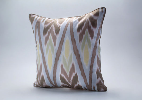 Taupe and Brown Cotton Ikat Cushion - Quirky Ikat Pillows, Ikat Cushion Covers, Pillows Ikat, Ikat Pillow Case, Boho Accent Pillows For Bed