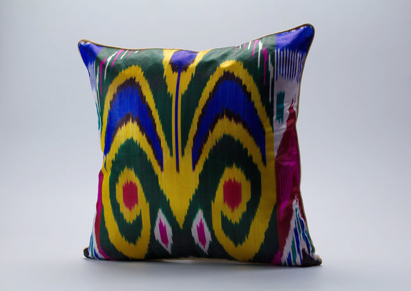 Multicolour Silk Ikat Cushion - High Quality Ikat Cushion Cover, Ikat Silk Pillow Covers, Boho Decorative Pillows, Throw Cushion Covers