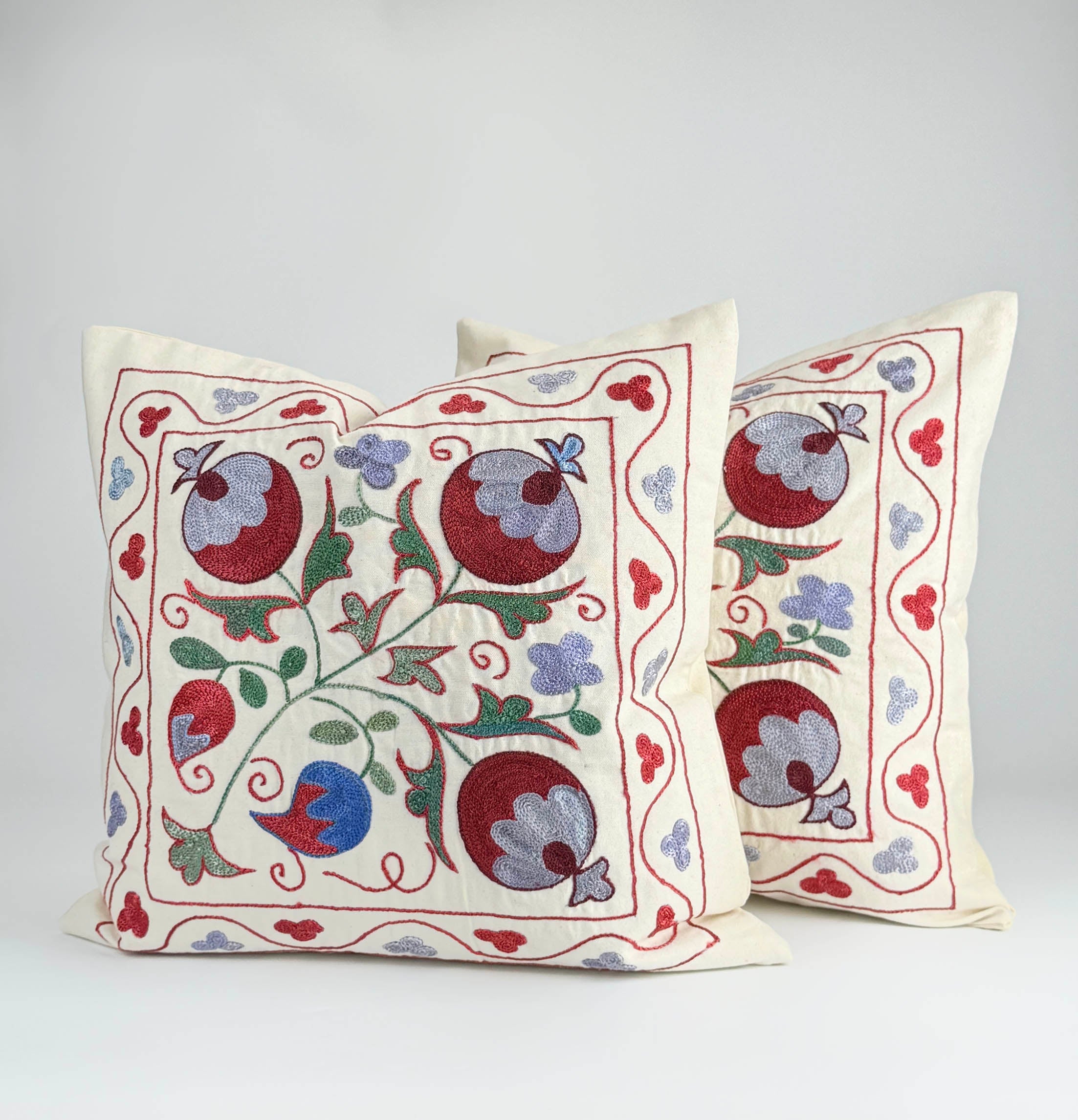 Suzani embroidery クッションカバー 刺繍 簡単 スザンニ刺繍