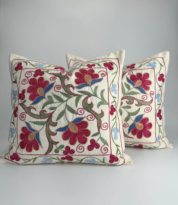 Yellow And Gold Uzbek Suzani Embroidery Cushion and Pillow Cover Bukhara - Handwoven Antique Suzani Panel, Uzbek Pillow Case, Suzani Wall Hanging