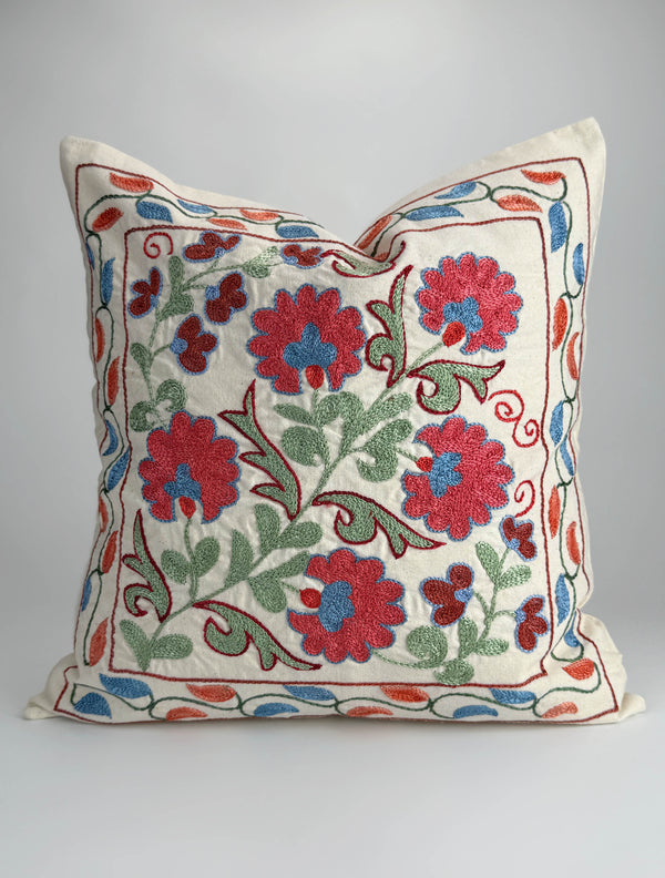 Orange And Green Uzbek Suzani Embroidery Cushion and Pillow Cover Bukhara - Quirky Pillows Suzani, Suzani Pillows, Suzani Carpet, Suzani Rug