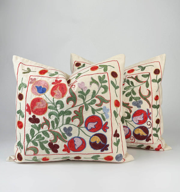 Yellow And Gold Uzbek Suzani Embroidery Cushion and Pillow Cover Bukhara - Comfy Antique Suzani, Silk on Silk Suzani, Suzani Drapes, Suzani Tapestries